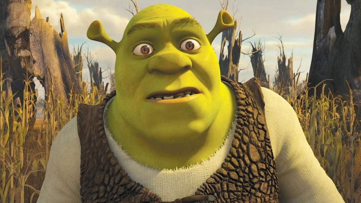 Shrek looking surprised in one of the movies