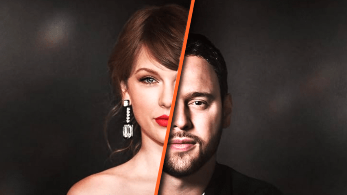 Taylor Swift and Scooter Braun in the documentary 'Taylor Swift vs. Scooter Braun: Bad Blood'