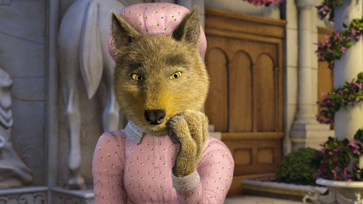 The Big Bad Wolf wearing grandma clothes in Shrek