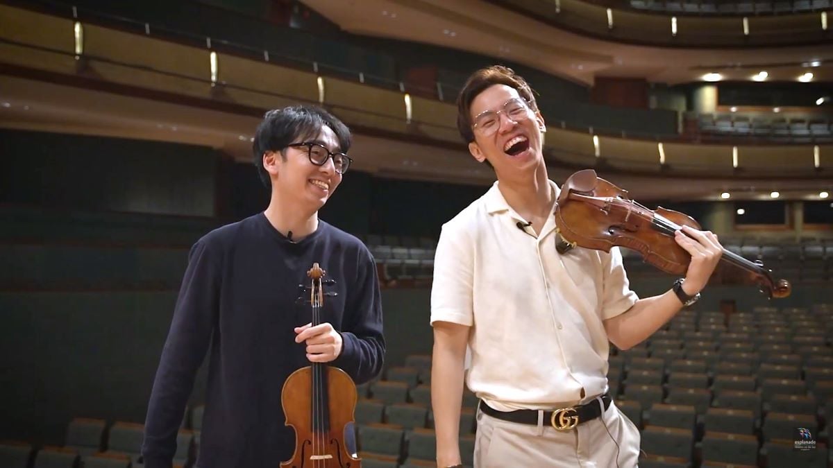 A screengrab of TwoSet Violin playing at Esplanade Theatre in Singapore