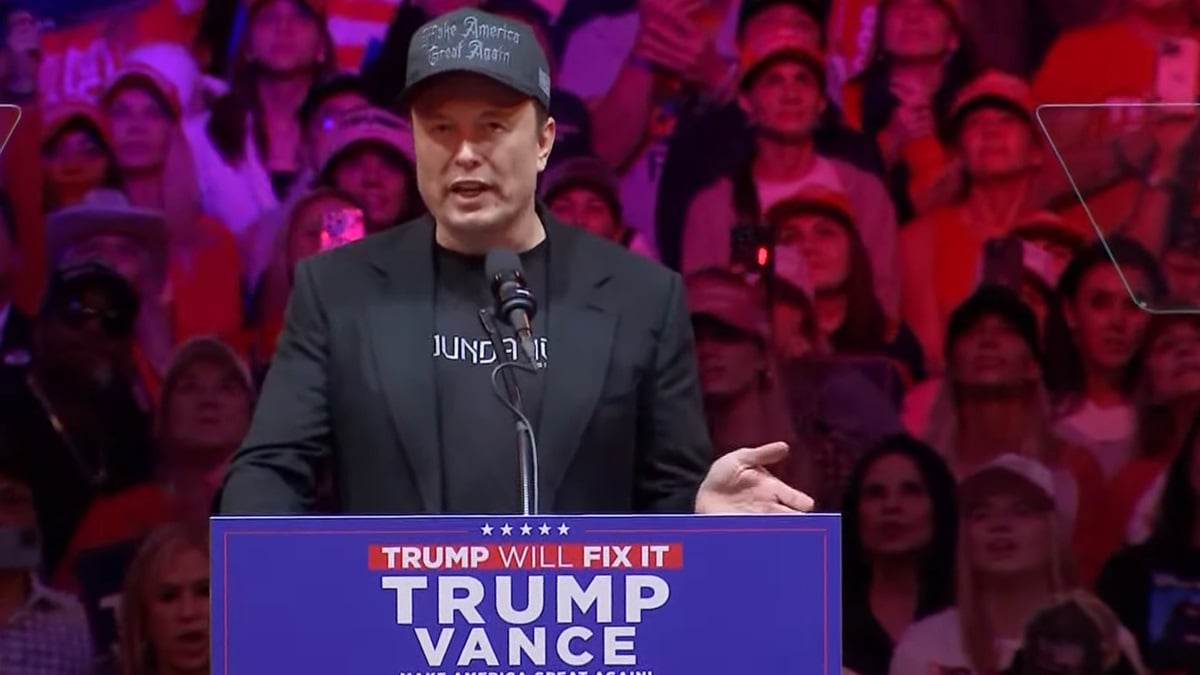 Elon Musk at the Trump-Vance rally in Madison Square Garden