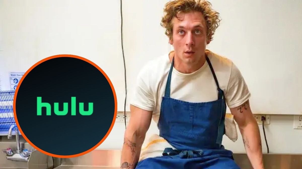 Jeremy Allan White in The Bear next to the Hulu logo.