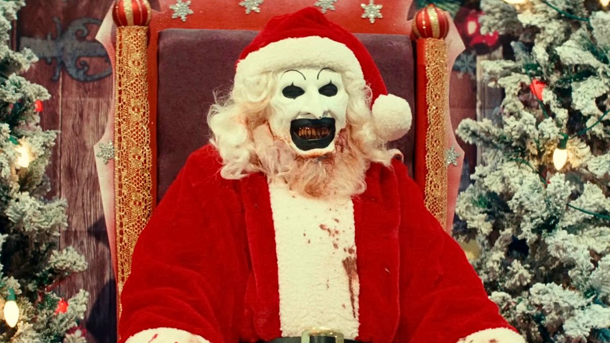 Art the Clown as Santa in Terrifier 3.