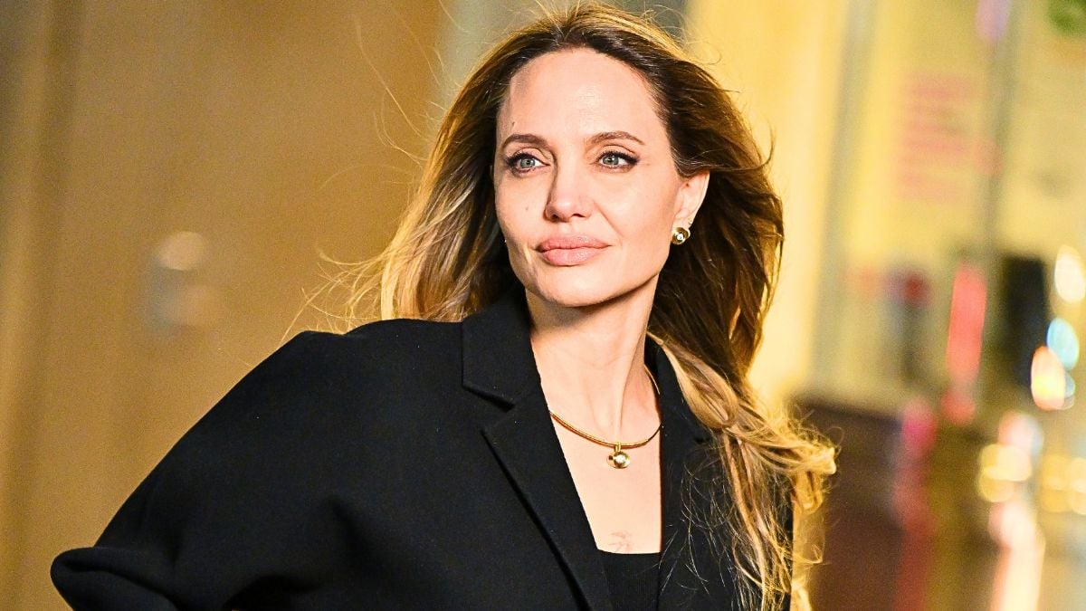 Angelina Jolie arrives to screening of 'Maria' at The Paris Theatre on November 13, 2024 in New York City.