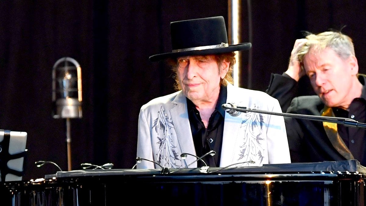 Bob Dylan performs as part of a double bill with Neil Young at Hyde Park