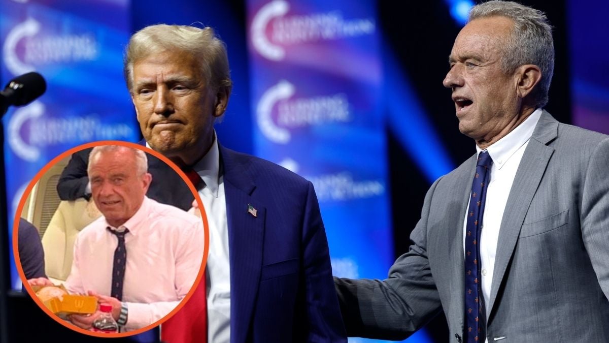 Donald Trump welcomes Robert F. Kennedy Jr. to the stage at a Turning Point Action campaign rally and RFK Jr. eats McDonalds on Trump Force One