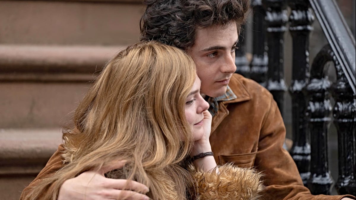 Elle Fanning and Timothee Chalamet in 'A Complete Unknown'