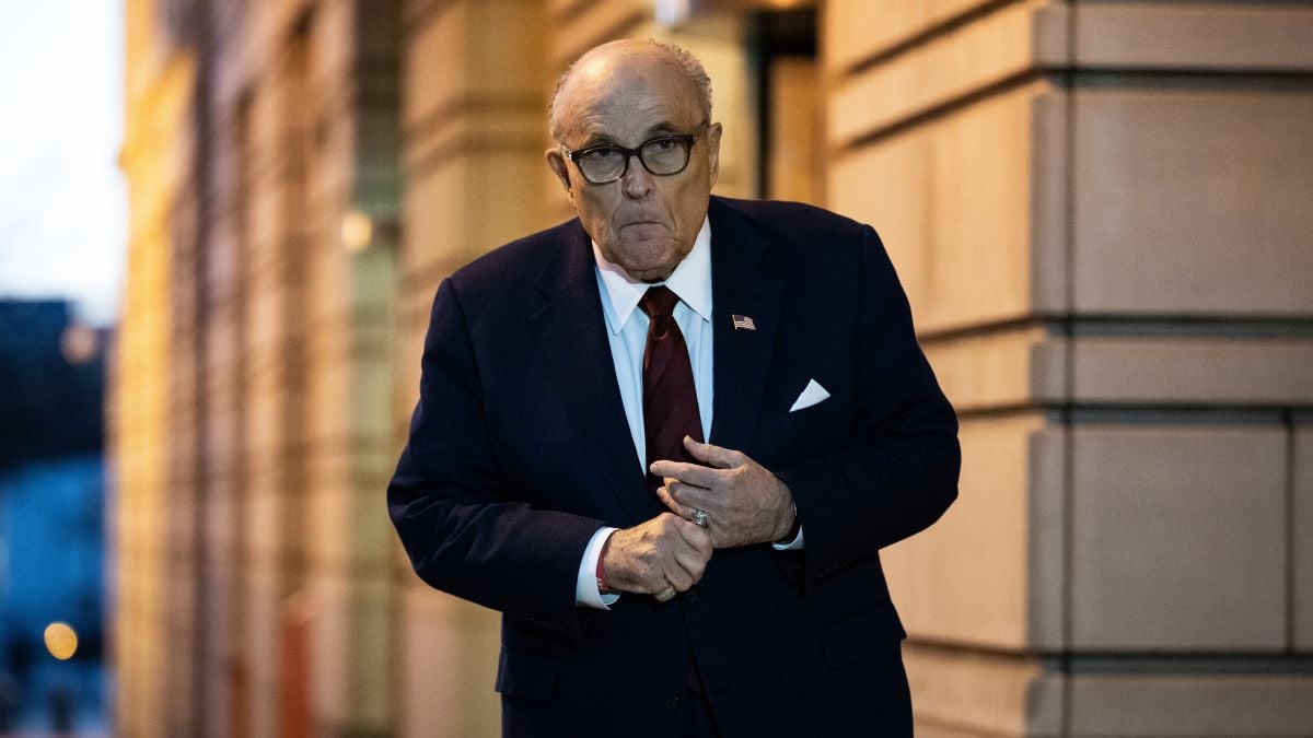 Rudy Giuliani, the former personal lawyer for former U.S. President Donald Trump, departs the E. Barrett Prettyman U.S. District Courthouse on December 11, 2023 in Washington, DC. Jury selection and opening arguments started today in his defamation jury trial brought by Fulton County election workers Ruby Freeman and Shaye Moss, who successfully sued Giuliani in civil court. (Photo by Drew Angerer/Getty Images)