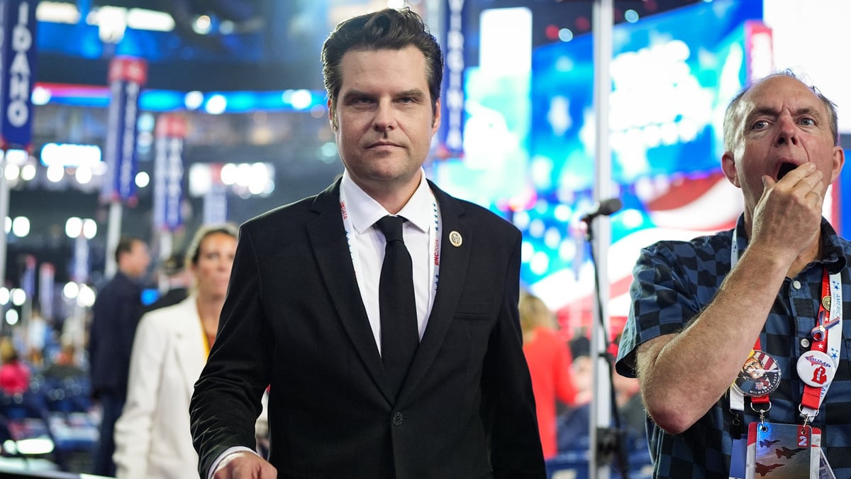 MILWAUKEE, WISCONSIN - JULY 16: U.S. Rep. Matt Gaetz (R-FL) attends the second day of the Republican National Convention at the Fiserv Forum on July 16, 2024 in Milwaukee, Wisconsin. Delegates, politicians, and the Republican faithful are in Milwaukee for the annual convention, concluding with former President Donald Trump accepting his party's presidential nomination. The RNC takes place from July 15-18.