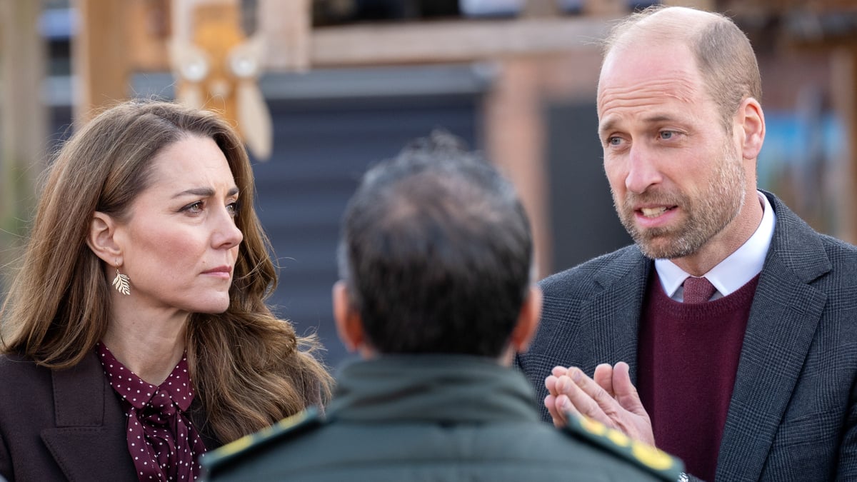 SOUTHPORT, ENGLAND - OCTOBER 10: Prince William, Prince of Wales and Catherine, Princess of Wales speak with members of the Emergency Services during a visit to Southport Community Centre on October 10, 2024 in Southport, England. Earlier this year, Bebe King (6), Elsie Dot Stancombe (7) and Alice da Silva Aguiar (9) died after a mass stabbing at a children's Taylor Swift-themed dance class on July 29 in the Merseyside town of Southport.