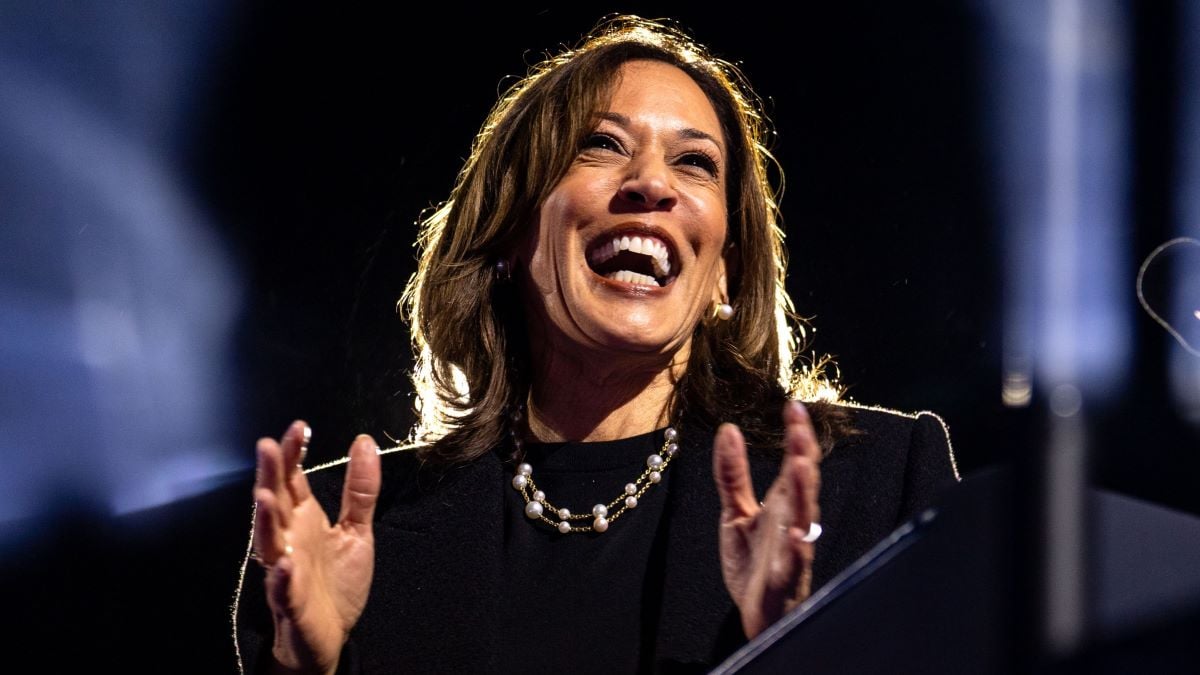 Vice President Kamala Harris Harris speaks during the closing rally of her campaign at base of the iconic "Rocky Steps" at the Philadelphia Museum of Art on November 05, 2024 in Philadelphia, Pennsylvania. On the eve of one of the tightest presidential elections in modern U.S. history, Vice President Kamala Harris Harris and former President Donald Trump are campaigning in key battleground states, with Harris campaigning across Pennsylvania and Trump campaigning in North Carolina, Pennsylvania and Michigan. (Kent Nishimura/Getty Images)