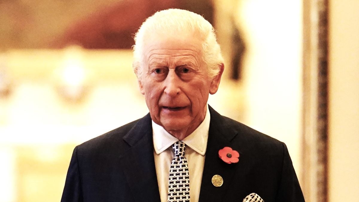 King Charles III arrives for an International Sustainability reception at Buckingham Palace on November 6, 2024 in London, England. The King brought together leading voices from the public and private sectors at the reception to highlight progress and opportunities for collaboration on international sustainability issues, including climate change and plastic pollution. (Photo by Jordan Pettitt - WPA Pool/Getty Images)