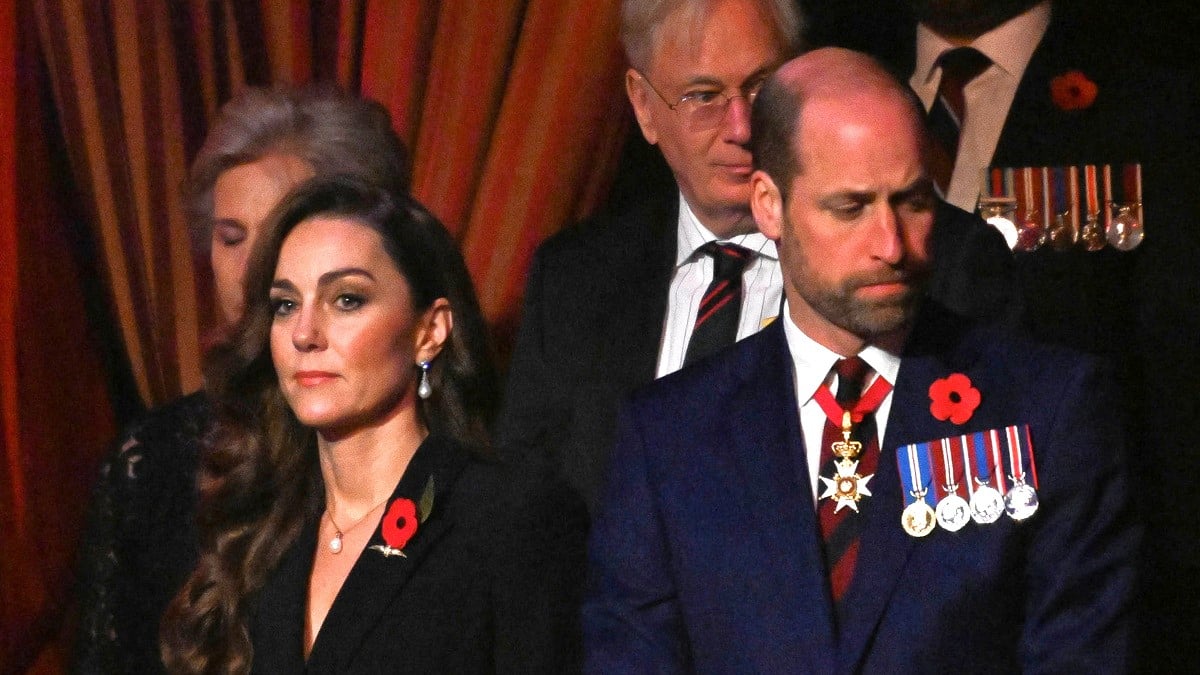 : Catherine, Princess of Wales and Prince William, Prince of Wales attend the Royal British Legion Festival of Remembrance at the Royal Albert Hall on November 9, 2024 in London, England.