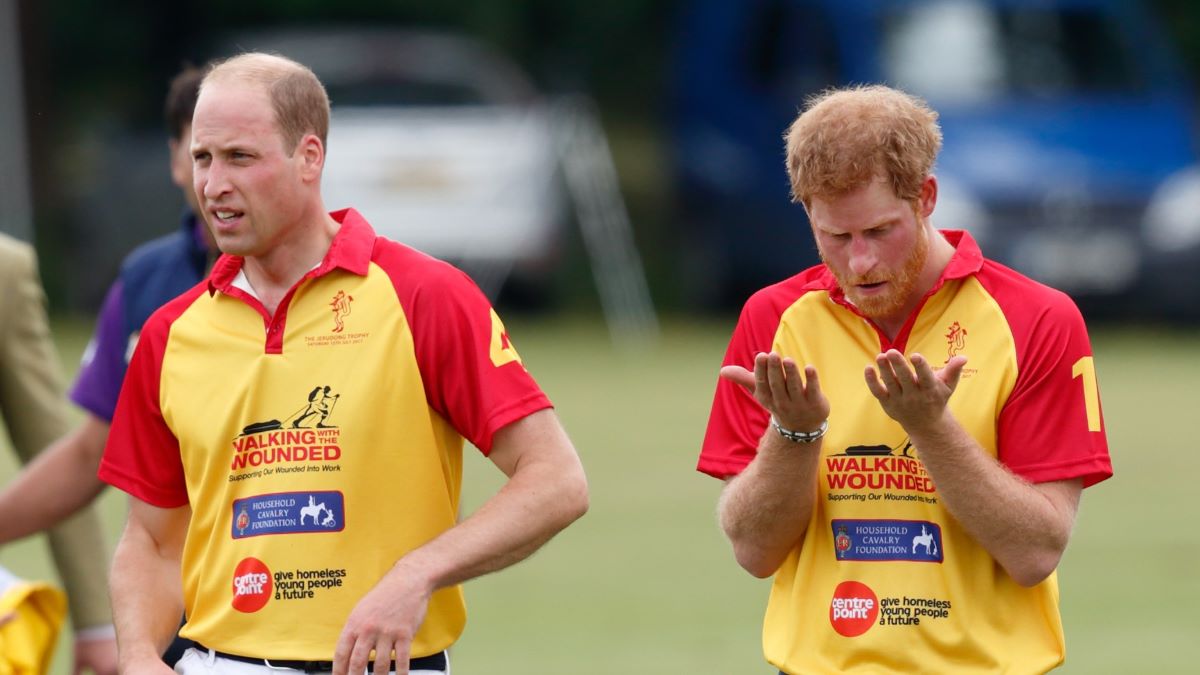 Prince William, Duke of Cambridge and Prince Harry attend the presentation after playing in the Jerudong Park Trophy charity polo match at Cirencester Park Polo Club on July 15, 2017 in Cirencester, England. (Photo by Max Mumby/Indigo/Getty Images)