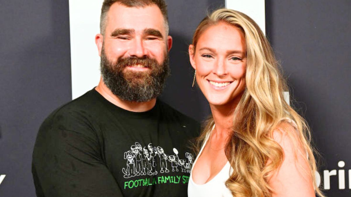 PHILADELPHIA, PENNSYLVANIA - SEPTEMBER 08: (L-R) Jason Kelce and Kylie Kelce attend Thursday Night Football Presents The World Premiere of "Kelce" on September 08, 2023 in Philadelphia, Pennsylvania. (Photo by Lisa Lake/Getty Images for Prime Video)