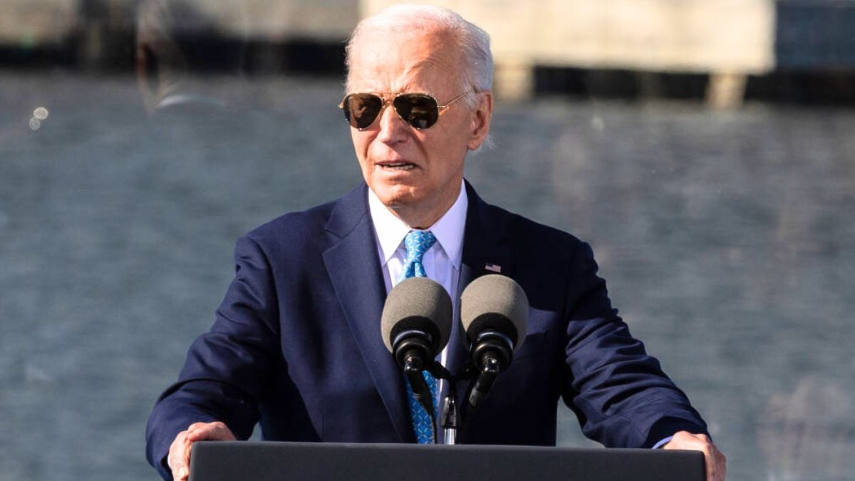 BALTIMORE, MARYLAND - OCTOBER 29: U.S. President Joe Biden delivers remarks on his administration's Investing in America agenda at the Port of Baltimore on October 29, 2024 in Baltimore, Maryland. Biden announced a $3 billion investment from his Inflation Reduction Act in Environmental Protection Agency Clean Ports grants, including $147 million in awards for the Maryland Port Administration. (Photo by Anna Rose Layden/Getty Images)