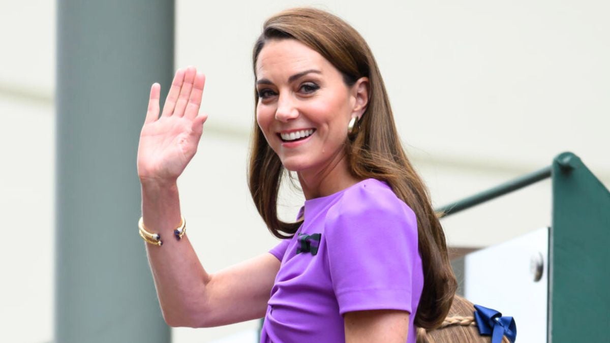 LONDON, ENGLAND - JULY 14: Catherine, Princess of Wales attends day fourteen of the Wimbledon Tennis Championships at the All England Lawn Tennis and Croquet Club on July 14, 2024 in London, England. (Photo by Karwai Tang/WireImage)