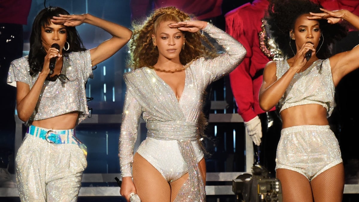 Michelle Williams, Beyonce Knowles and Kelly Rowland of Destiny's Child perform onstage during the 2018 Coachella Valley Music And Arts Festival at the Empire Polo Field on April 21, 2018 in Indio, California.