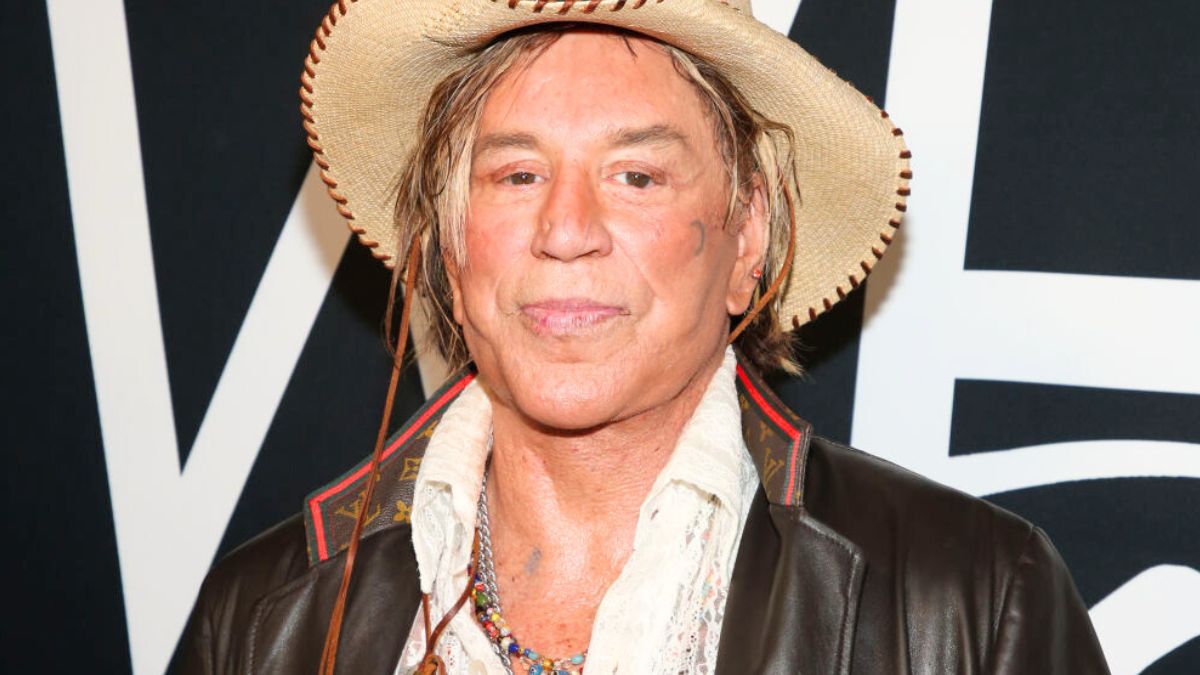 WEST HOLLYWOOD, CALIFORNIA - JUNE 17: Actor Mickey Rourke attends the TEATRO Even Summer White Affair at Skybar on June 17, 2022 in West Hollywood, California. (Photo by Paul Archuleta/Getty Images)