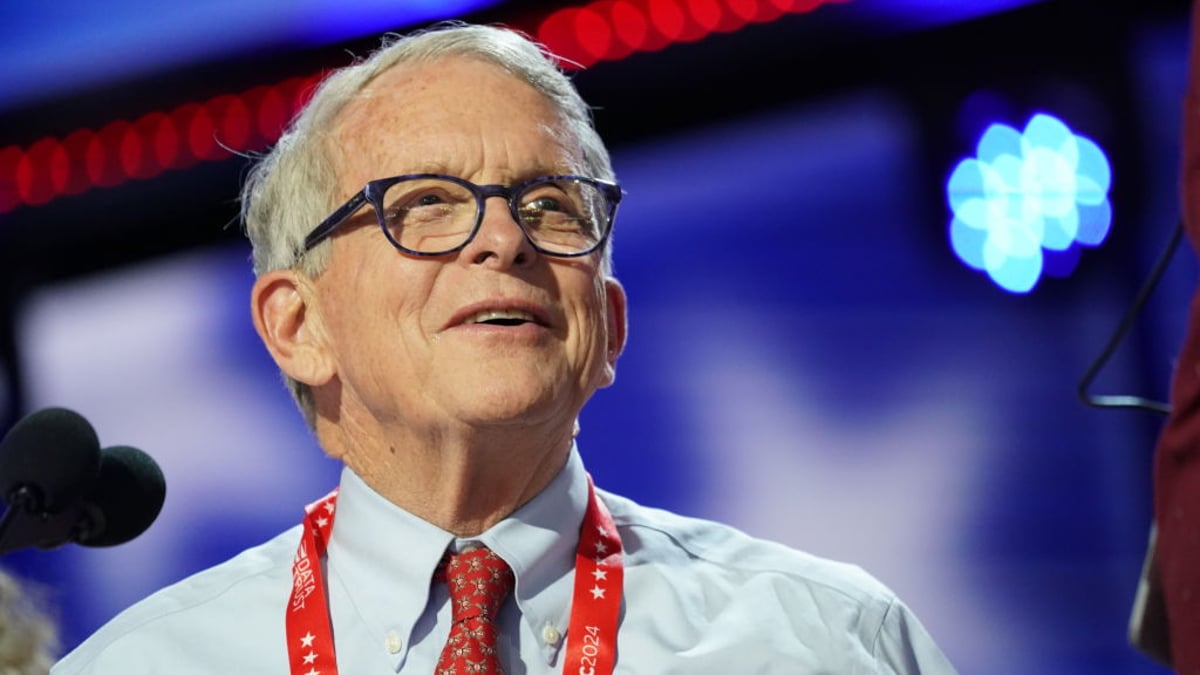 Ohio governor Mike DeWine is seen onstage at the Fiserv Forum during preparations for the Republican National Convention (RNC) on July 14, 2024, in Milwaukee, Wisconsin. Delegates, politicians, and the Republican faithful are arriving in Milwaukee for the annual convention, concluding with former President Donald Trump accepting his party's presidential nomination. The RNC takes place from July 15-18.