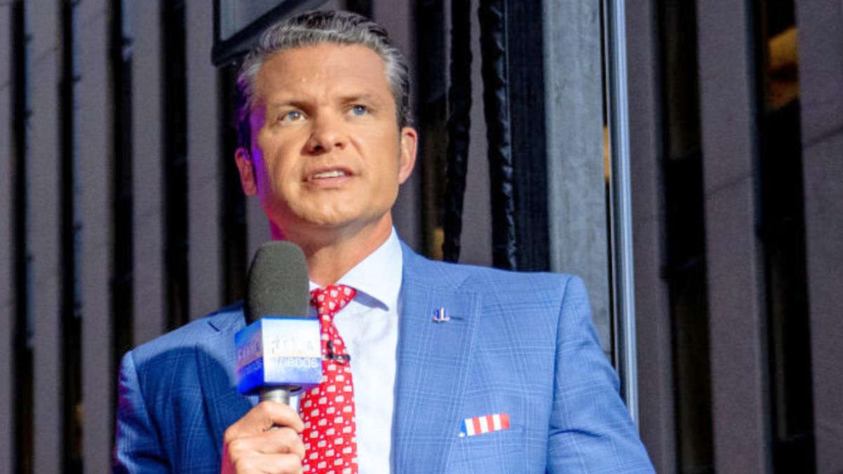 NEW YORK, NEW YORK - MAY 27: Host Pete Hegseth during "FOX & Friends" at Fox News Channel Studios on May 27, 2022 in New York City. (Photo by Roy Rochlin/Getty Images)