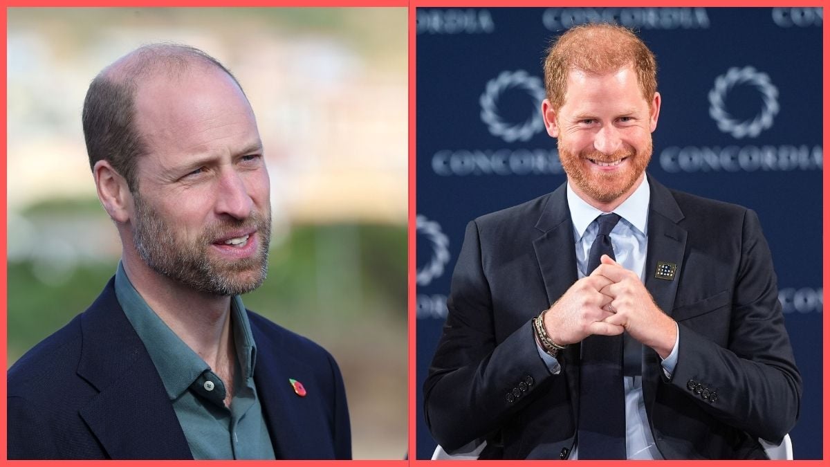 Left: Prince William, Prince of Wales is seen during a visit at Ocean View Secondary School on November 04, 2024 in Cape Town, South Africa. Right: Prince Harry, Duke of Sussex attends the 2024 Concordia Annual Summit on September 23, 2024 in New York City.