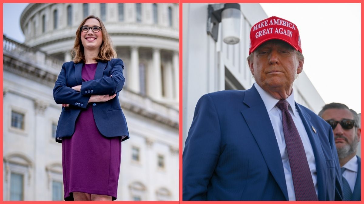 Left: Rep.-elect Sarah McBride (D-DE) poses for a photograph after joining other congressional freshmen of the 119th Congress for a group photograph on the steps of the House of Representatives at the U.S. Capitol Building on November 15, 2024 in Washington, DC. Right: U.S. President-elect Donald Trump attends a viewing of the launch of the sixth test flight of the SpaceX Starship rocket on November 19, 2024 in Brownsville, Texas.