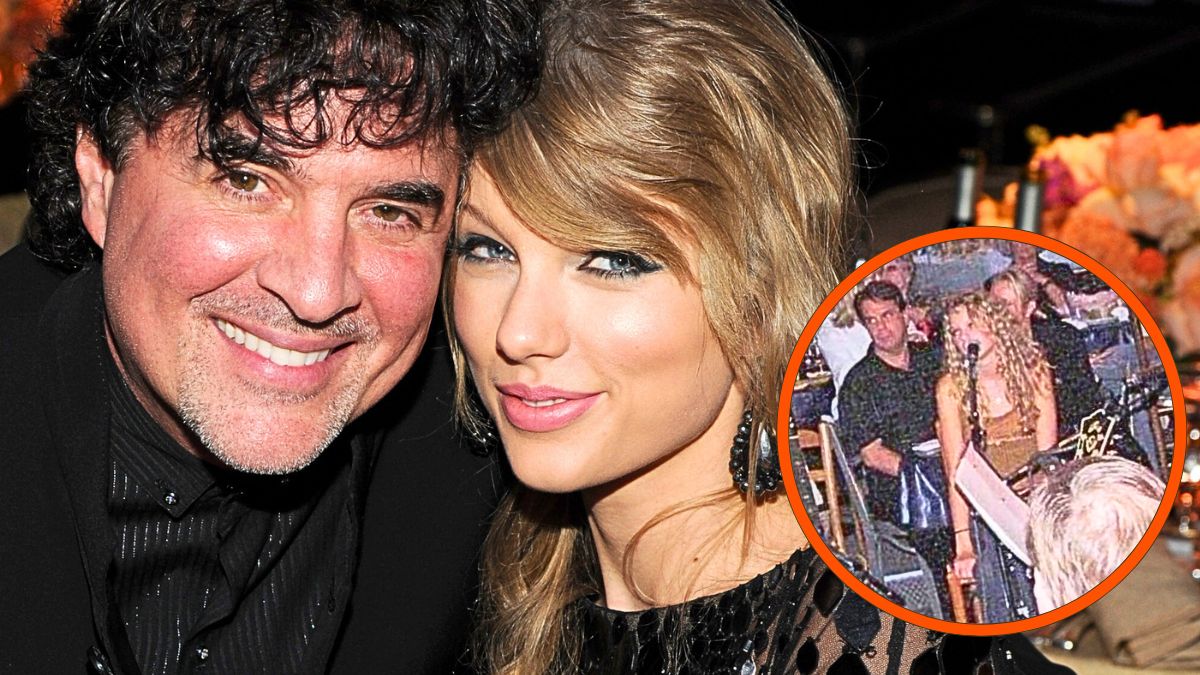 Photo montage of Taylor Swift and Scott Borchetta at the 56th annual GRAMMY Awards Pre-GRAMMY Gala and at Nashville's Bluebird Café in 2004.