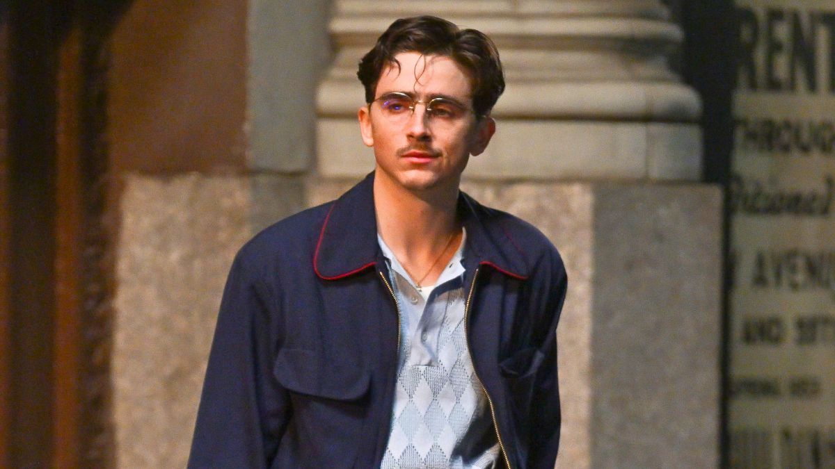 Timothée Chalamet is seen on the set of Marty Supreme in Midtown Manhattan on November 02, 2024