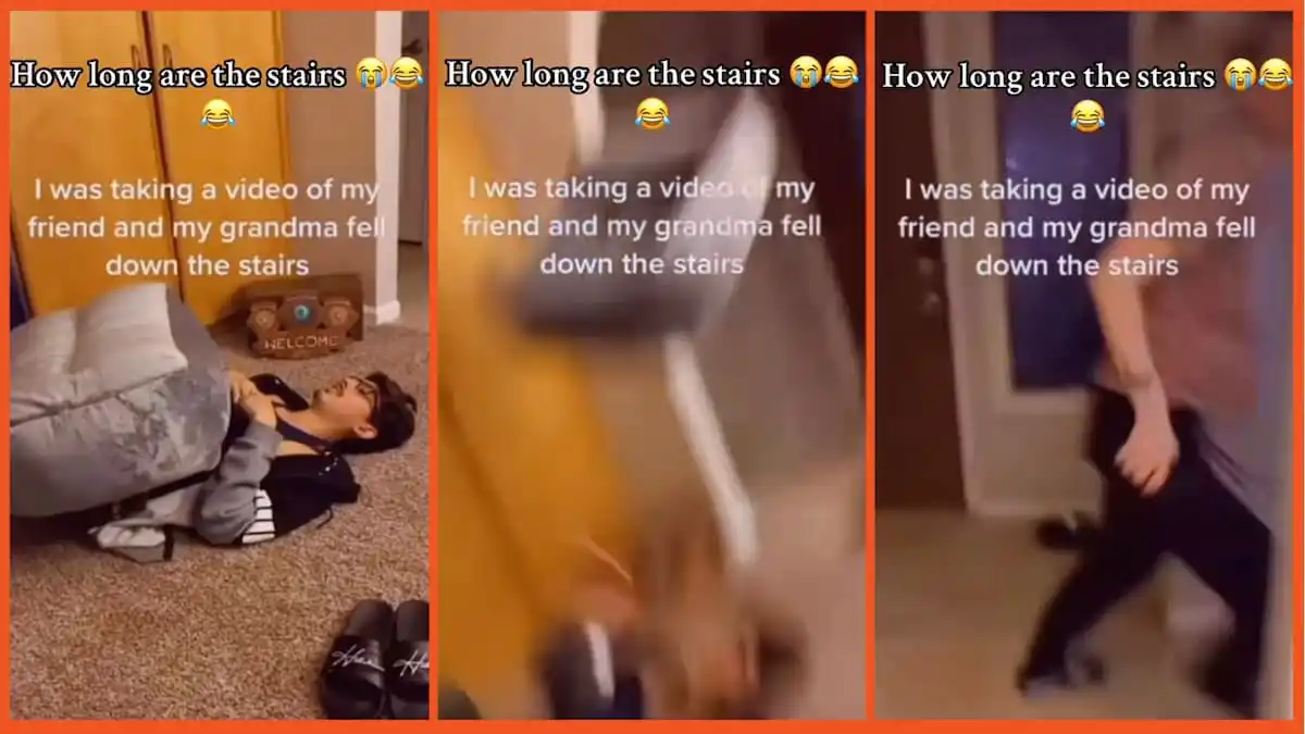 'I don't think grams is OK': TikToker accidentally captures the moment their grandma falls down a flight of stairs