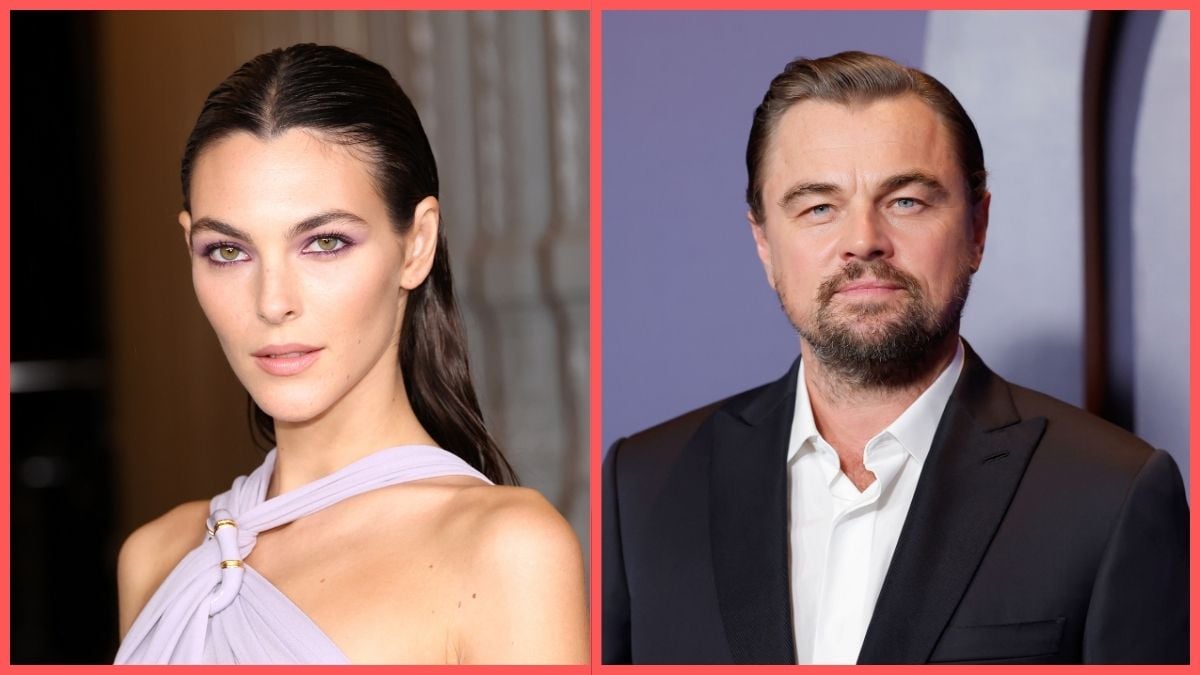 Left: Vittoria Ceretti attends the 2024 LACMA Art+Film Gala at Los Angeles County Museum of Art on November 02, 2024 in Los Angeles, California. Right: Leonardo DiCaprio attends the Academy Of Motion Picture Arts & Sciences' 14th Annual Governors Awards at The Ray Dolby Ballroom on January 09, 2024 in Hollywood, California.