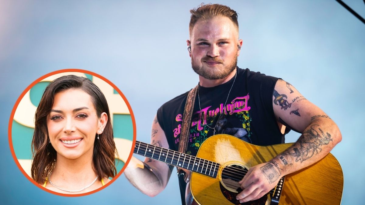 Zach Bryan performs during the Quittin Time tour at Nissan Stadium and Brianna LaPaglia attends the 2024 People's Choice Awards