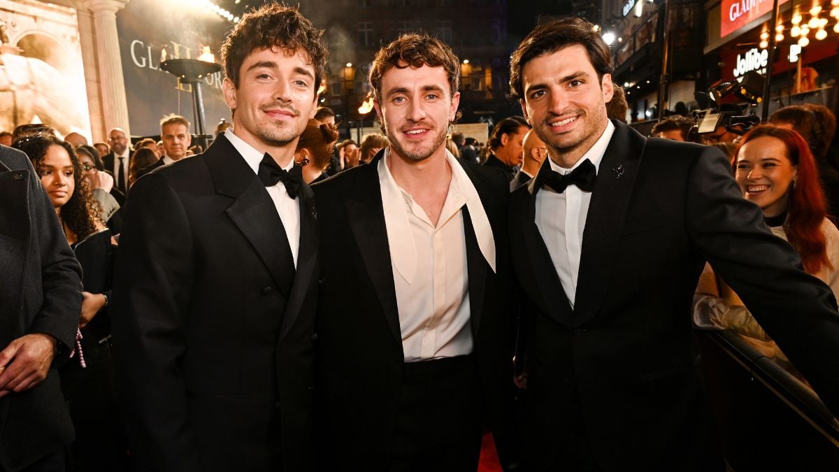 Charles Leclerc, Paul Mescal and Carlos Sainz Jr. attends the Royal Film Performance and Global Premiere of "Gladiator II" at Odeon Luxe Leicester Square on November 13, 2024 in London, England.