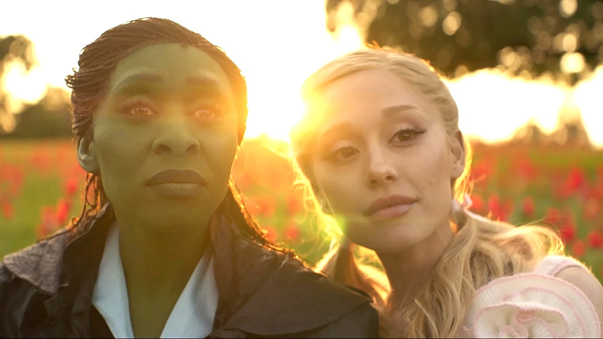 Cynthia Erivo as Elphaba and Ariana Grande as Glinda in Wicked: Part One