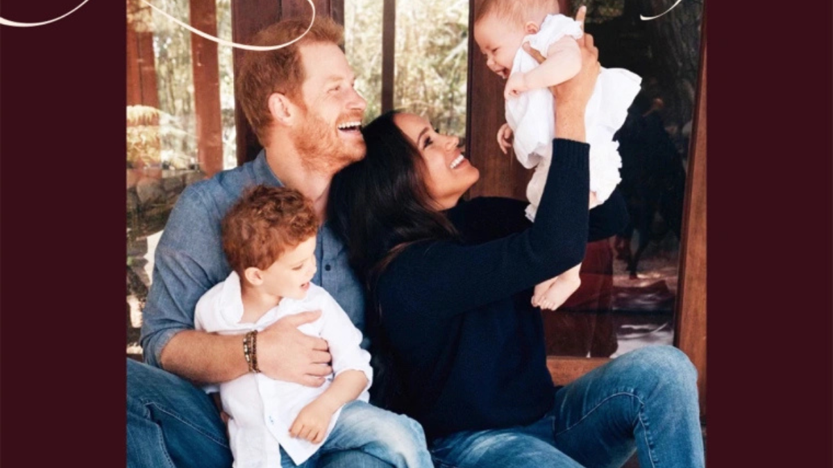 Prince Harry and Meghan Markle with their children Prince Archie and Princess Lilibet