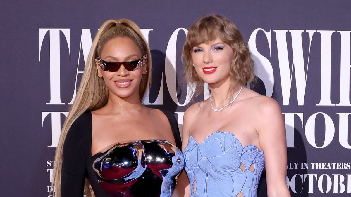 Beyoncé Knowles-Carter and Taylor Swift attend the Taylor Swift The Eras Tour Concert Movie World Premiere