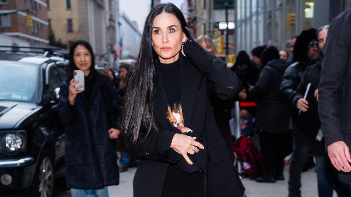 : Demi Moore is seen in Midtown on December 04, 2024 in New York City