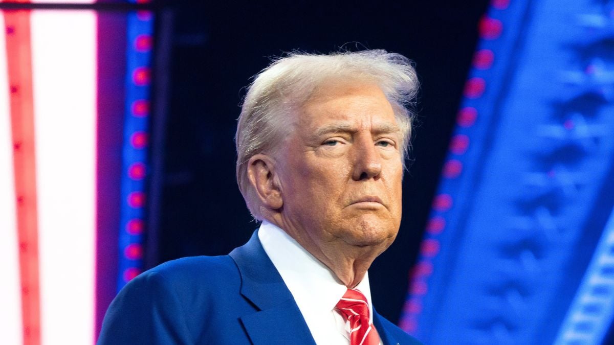 President-elect Donald Trump looks on during Turning Point USA's AmericaFest at the Phoenix Convention Center on December 22, 2024 in Phoenix, Arizona. The annual four day conference geared toward energizing and connecting conservative youth hosts some of the country's leading conservative politicians and activists. (Photo by Rebecca Noble/Getty Images)