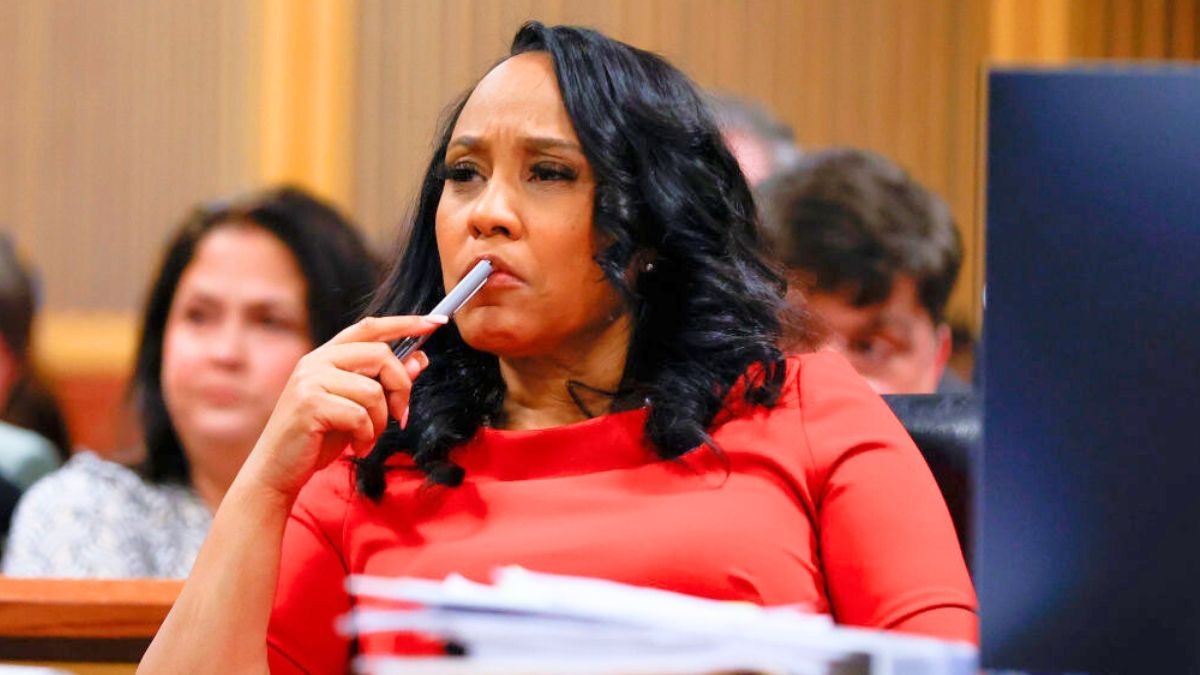 Fulton County District Attorney Fani Willis looks on during a hearing in the case of the State of Georgia v. Donald John Trump at the Fulton County Courthouse