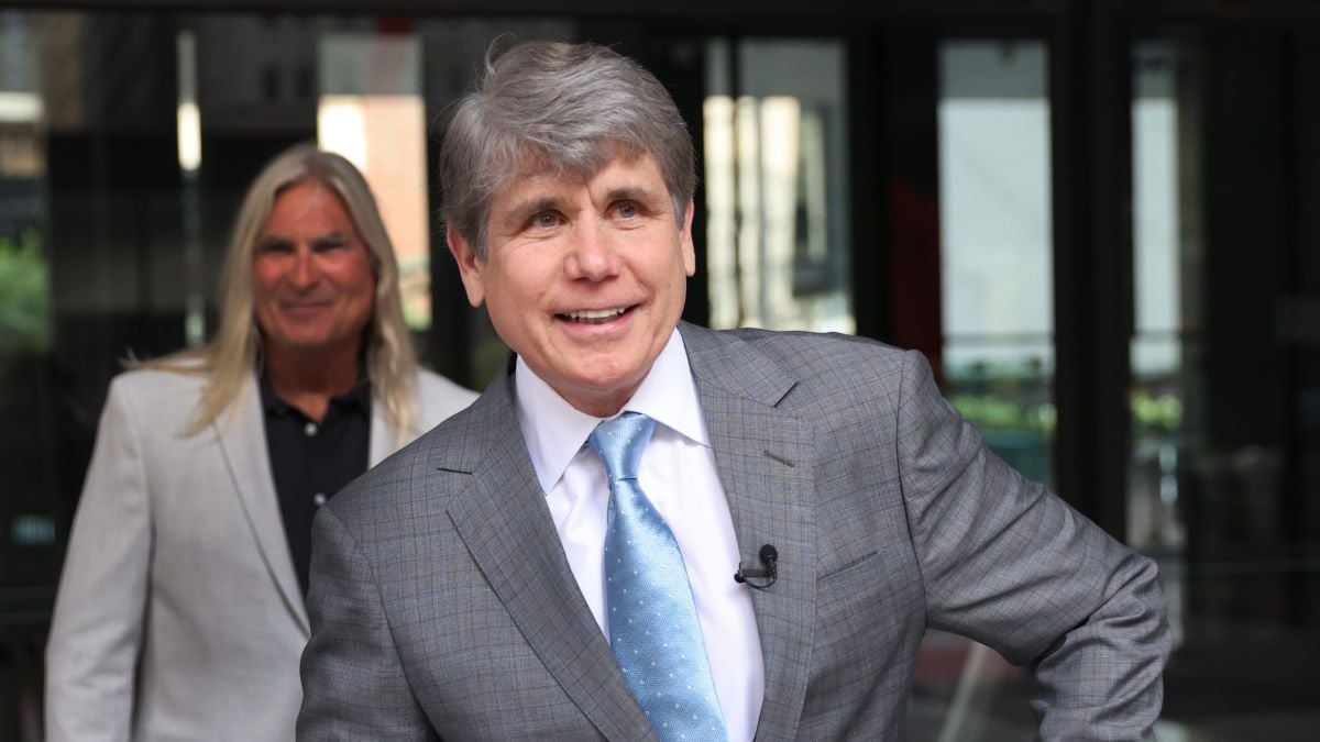 Former Illinois governor and convicted felon Rod Blagojevich speaks to the press outside of the Dirksen Federal Courthouse on August 02, 2021 in Chicago, Illinois. Blagojevich was at the courthouse to file a lawsuit, claiming the Illinois General Assembly violated his civil rights by removing him from office and then prohibiting him from holding any future elective office in the state. (Photo by Scott Olson/Getty Images)