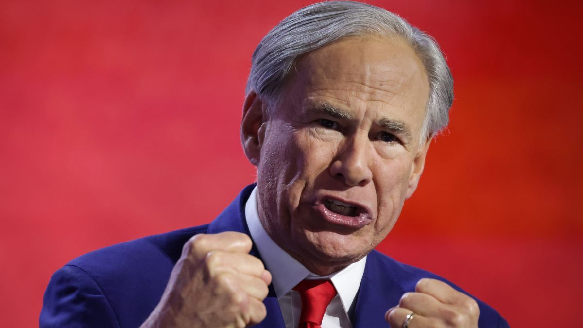 Texas Gov. Greg Abbott speaks on stage on the third day of the Republican National Convention at the Fiserv Forum on July 17, 2024 in Milwaukee, Wisconsin. Delegates, politicians, and the Republican faithful are in Milwaukee for the annual convention, concluding with former President Donald Trump accepting his party's presidential nomination. The RNC takes place from July 15-18. (Photo by Alex Wong/Getty Images)