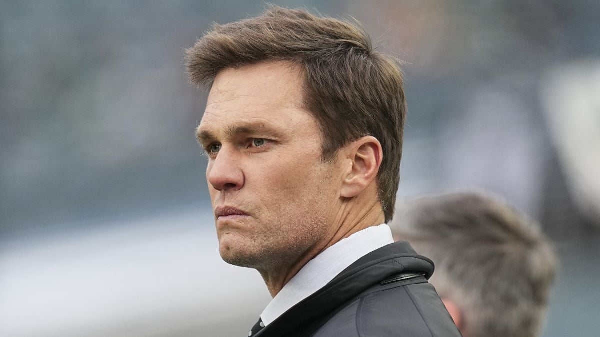 Tom Brady looks on prior to the game between the Pittsburgh Steelers and Philadelphia Eagles at Lincoln Financial Field on December 15, 2024 in Philadelphia, Pennsylvania. (Photo by Mitchell Leff/Getty Images)