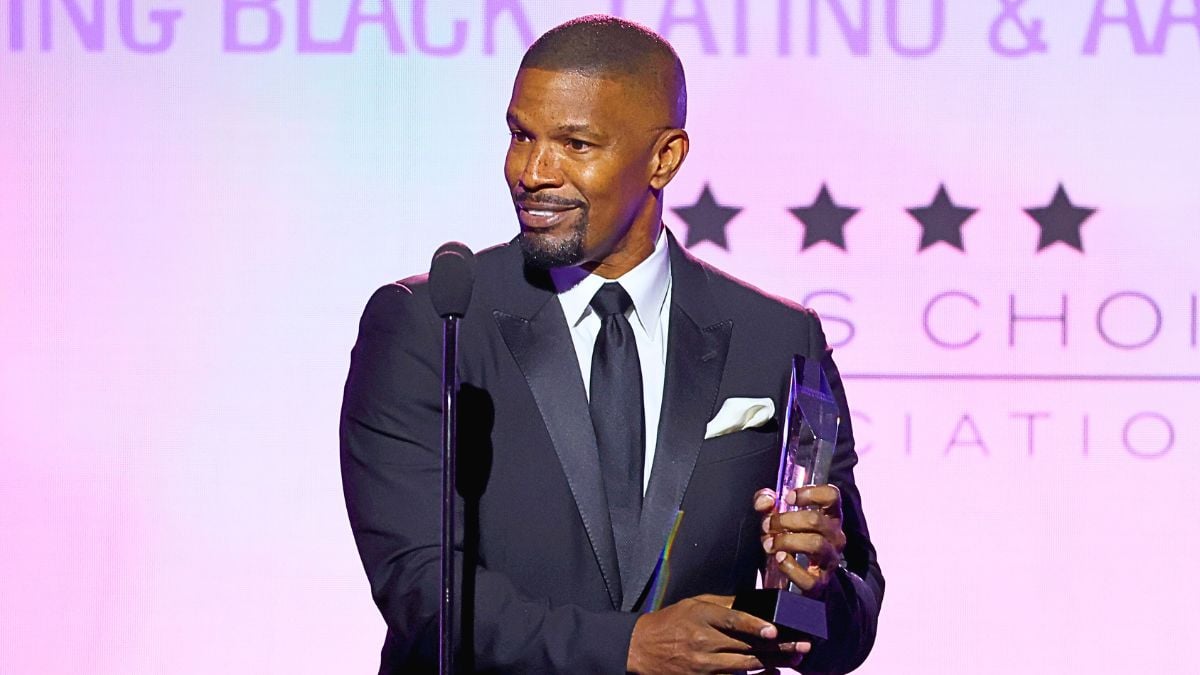 Jamie Foxx speaks onstage during The Critics Choice Association's Celebration Of Cinema & Television: Honoring Black, Latino And AAPI Achievements at Fairmont Century Plaza on December 04, 2023 in Los Angeles, California.