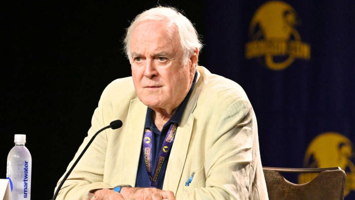 ATLANTA, GEORGIA - AUGUST 31: John Cleese speaks onstage during "An Hour with John Cleese: There Are Those Who Call Him...John!" session during the 2024 Dragon Con at Atlanta Marriott Marquis on August 31, 2024 in Atlanta, Georgia. (Photo by Paras Griffin/Getty Images)