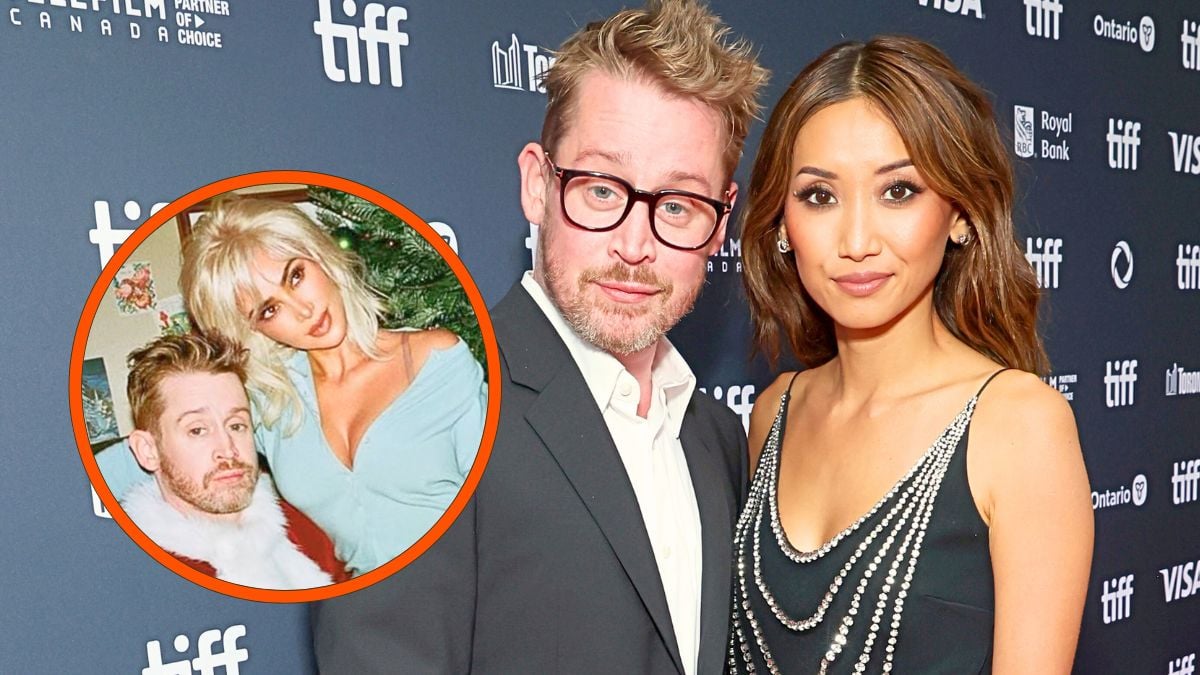 Photo montage of Macaulay Culkin and Brenda Song at the TIFF premiere of the "The Last Showgirl" and the Home Alone actor and Kim Kardashian on the set of her 'Santa Baby' video,