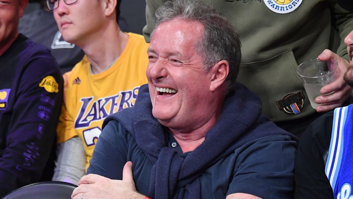 Piers Morgan attends a basketball game between the Los Angeles Lakers and the Golden State Warriors at Crypto.com Arena