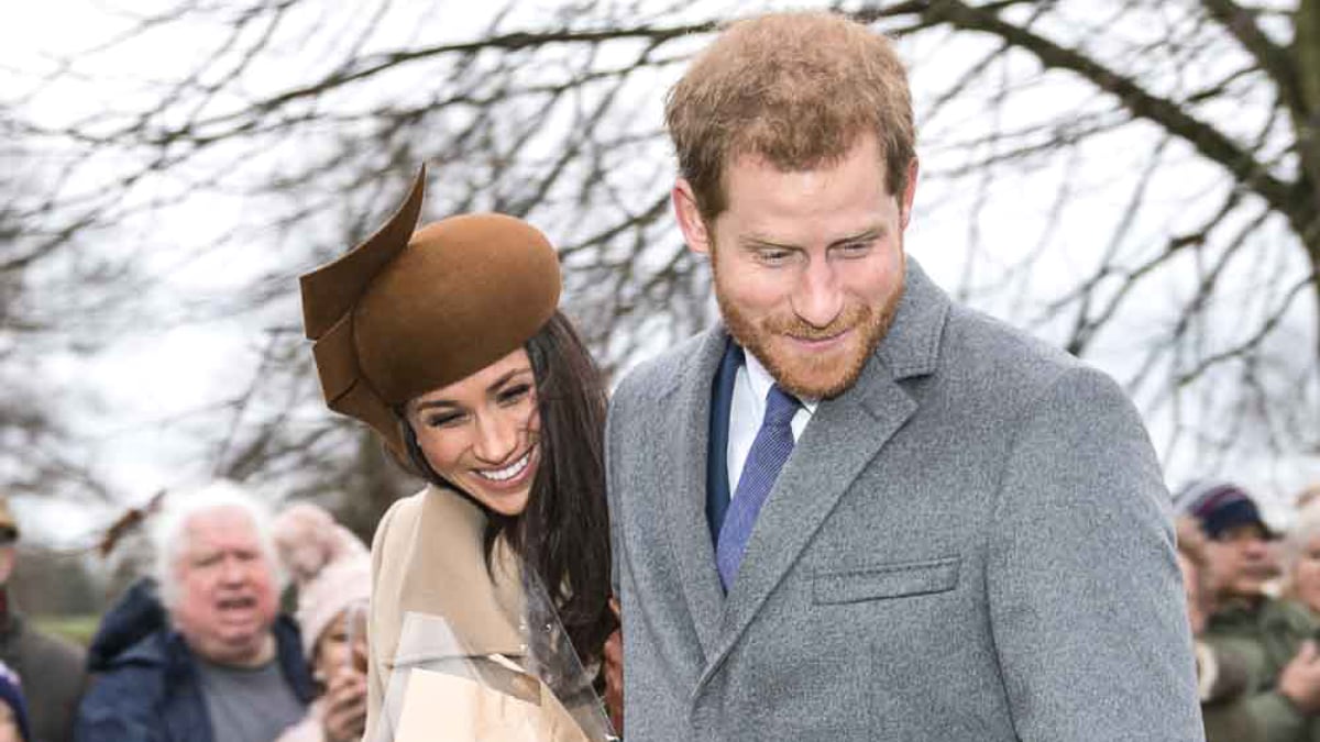 Prince Harry and Meghan Markle with other members of the Royal family going to church at Sandringham on Christmas Day 2017.