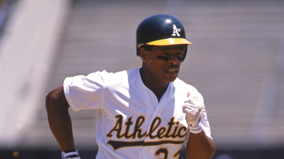 Former Oakland Athletics player Rick Henderson photographed during a game.