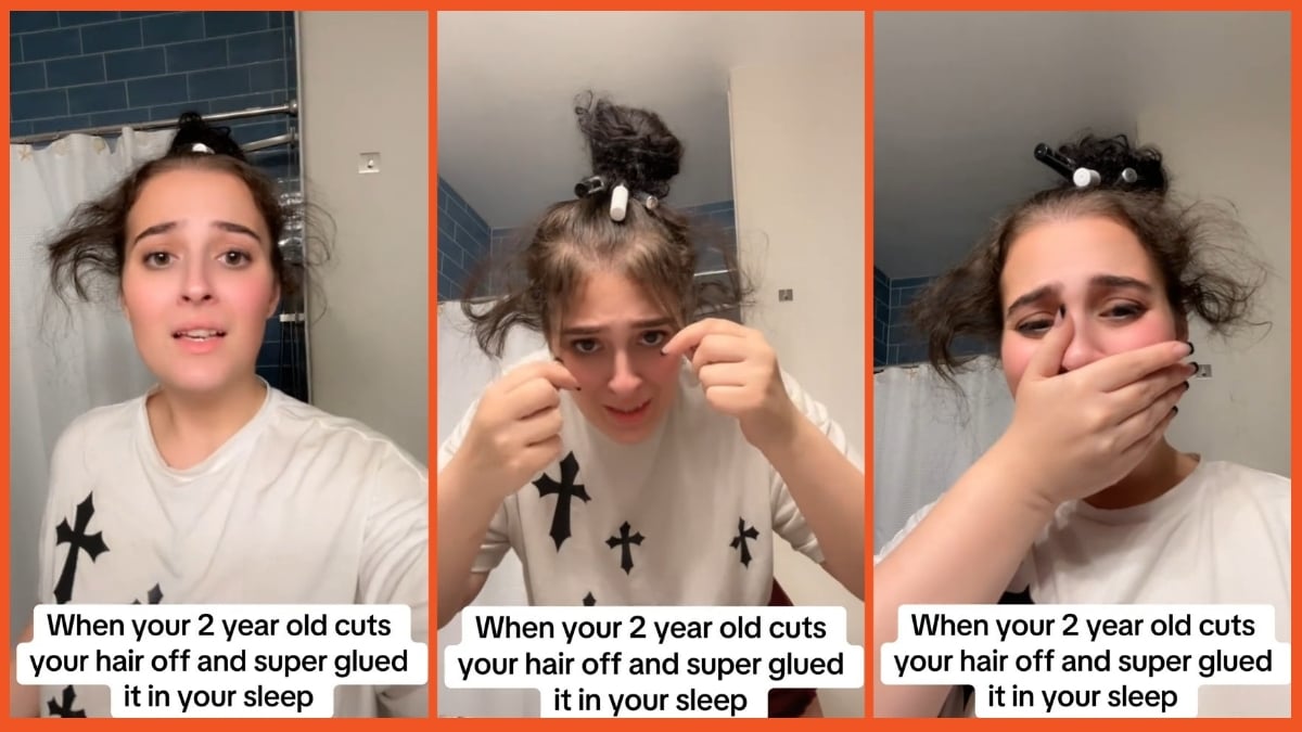 TikTok son glues hair