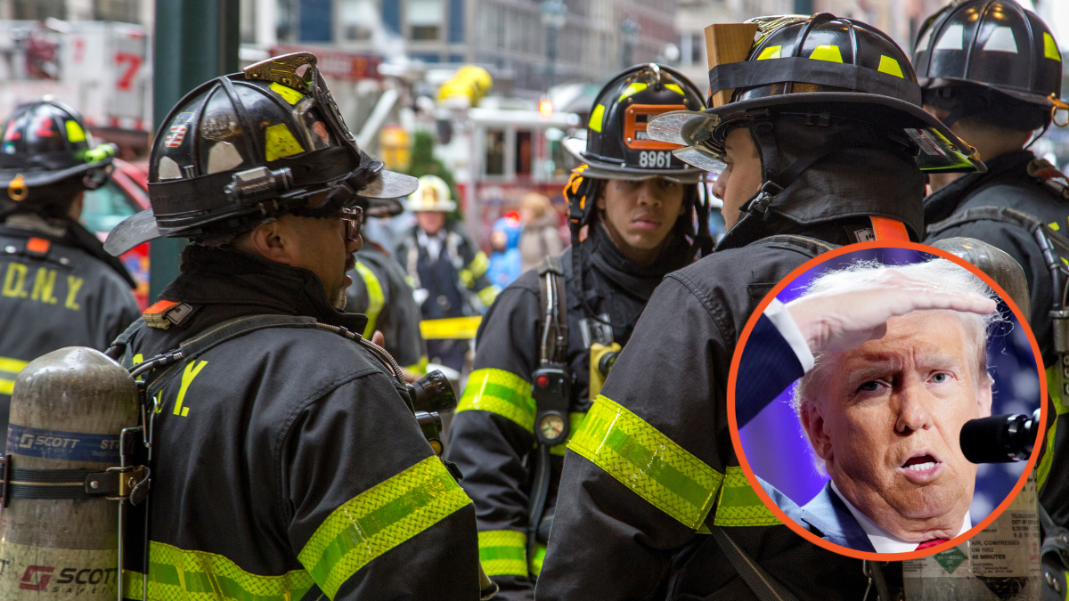 New York, United States of America - November 20, 2016: Group of firemen waiting in front of the Grand Central Market in Manhattan / U.S. President-elect Donald Trump speaks at a House Republicans Conference meeting at the Hyatt Regency on Capitol Hill on November 13, 2024 in Washington, DC. As is tradition with incoming presidents, Trump is traveling to Washington, DC to meet with U.S. President Joe Biden at the White House as well as meet with Republican congressmen on Capitol Hill. (Photo by Andrew Harnik/Getty Images)